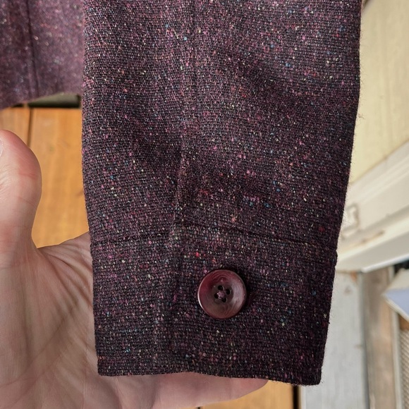 Caslon Wm’s Wool Silk Blend Tweed Blazer Jacket In Purple With Color Flecks Sz 4 - Picture 10 of 16